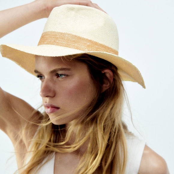 Zara Cream Woven Hat - Picture 1 of 3